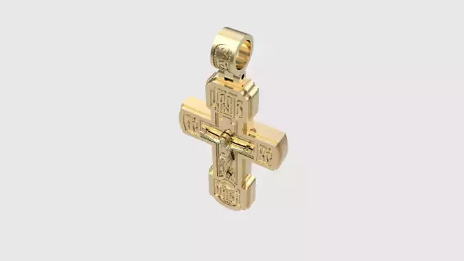 Ornate Cross Pendant with Figurative Design JDBCo 3D print model