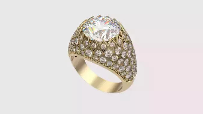 Luxury Crown Style Ring with Pave Setting JDBCo 3D print model