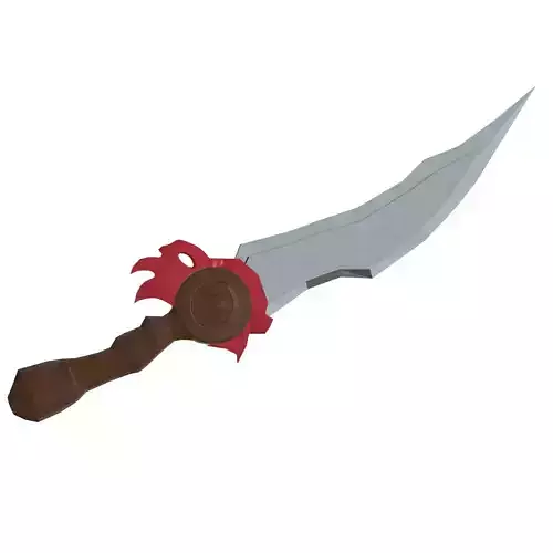 The Enigmatic Low Poly Red-Banded Sword Low-poly 3D model