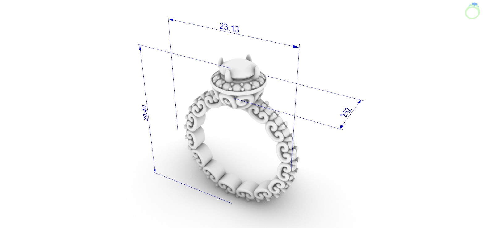 Ornate Filigree Engagement Ring JDBCo 3D print model_1