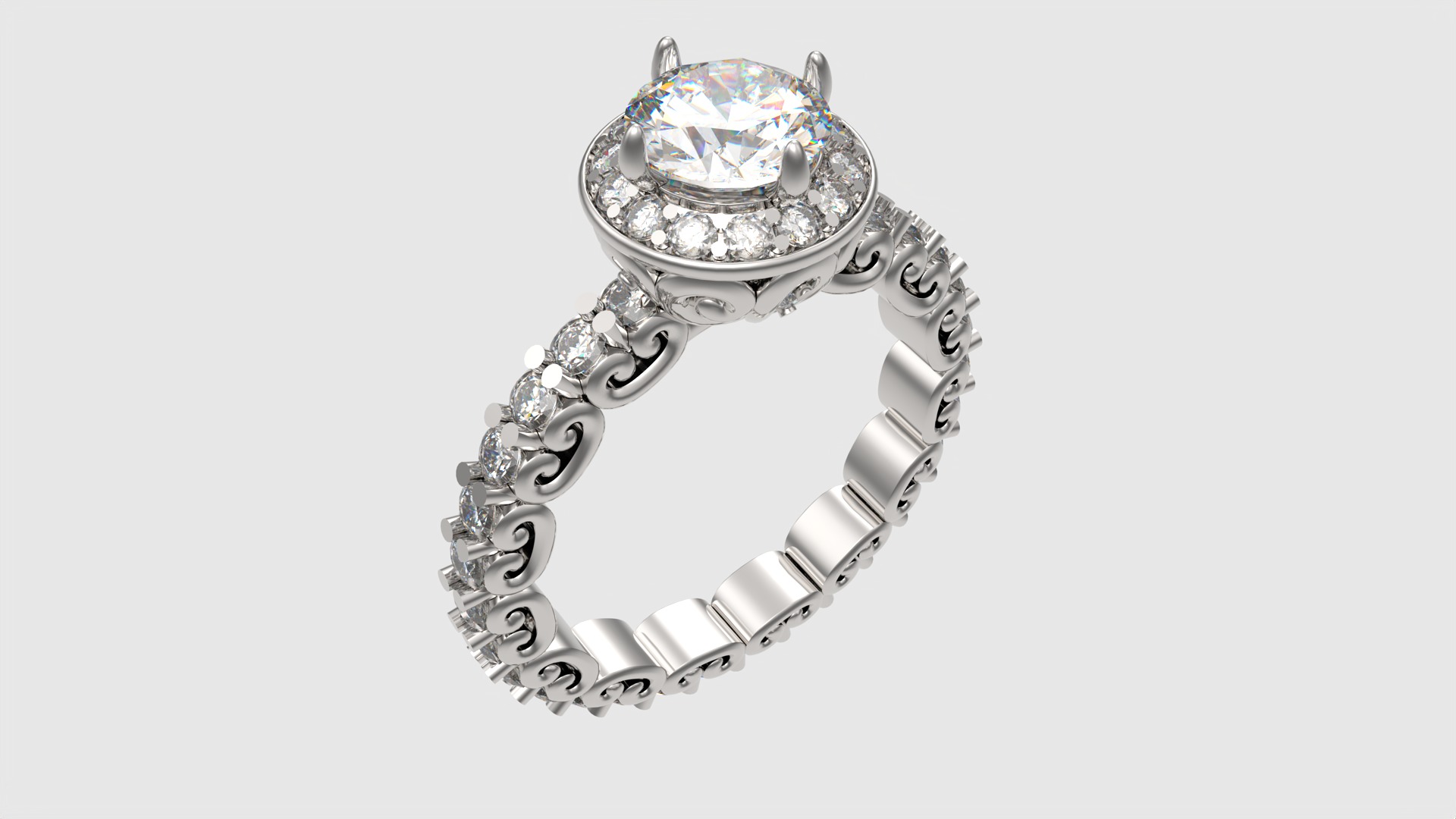 Ornate Filigree Engagement Ring JDBCo 3D print model_21