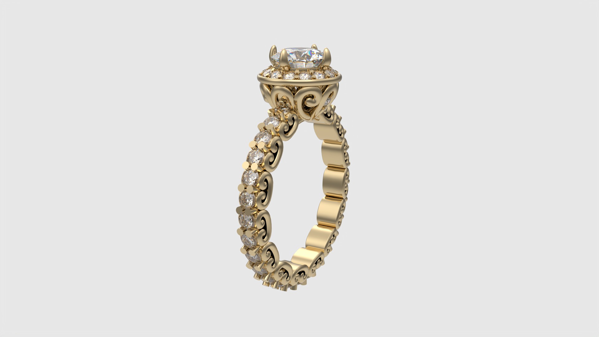 Ornate Filigree Engagement Ring JDBCo 3D print model_16