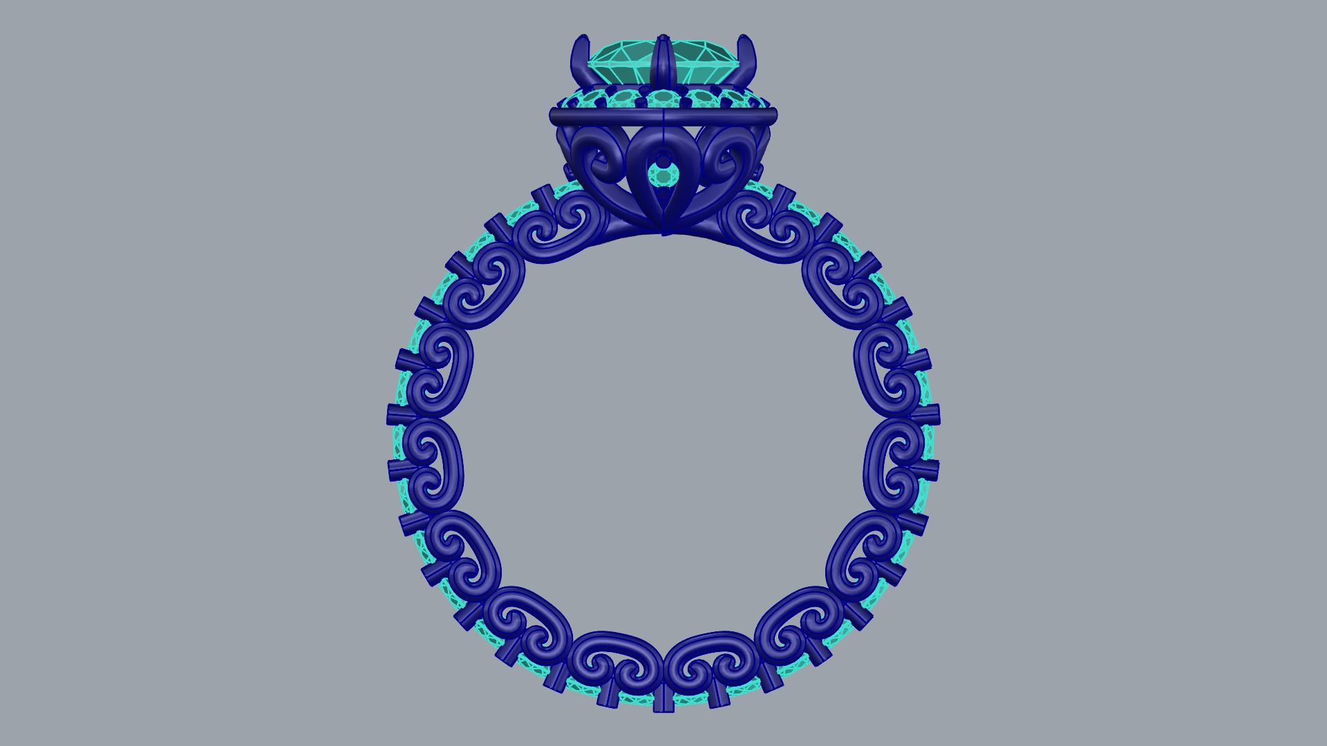 Ornate Filigree Engagement Ring JDBCo 3D print model_5