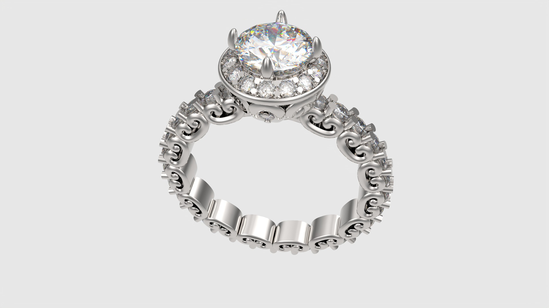 Ornate Filigree Engagement Ring JDBCo 3D print model_30