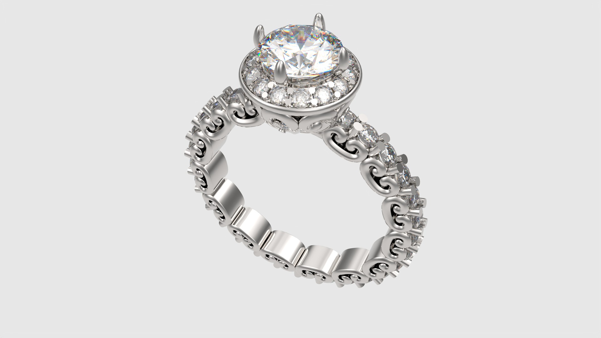 Ornate Filigree Engagement Ring JDBCo 3D print model_29