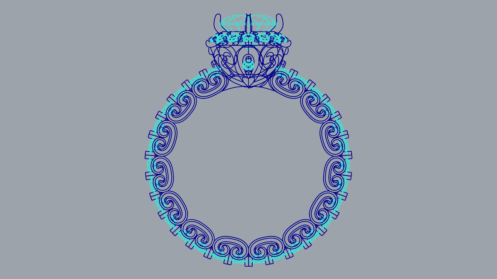 Ornate Filigree Engagement Ring JDBCo 3D print model_9