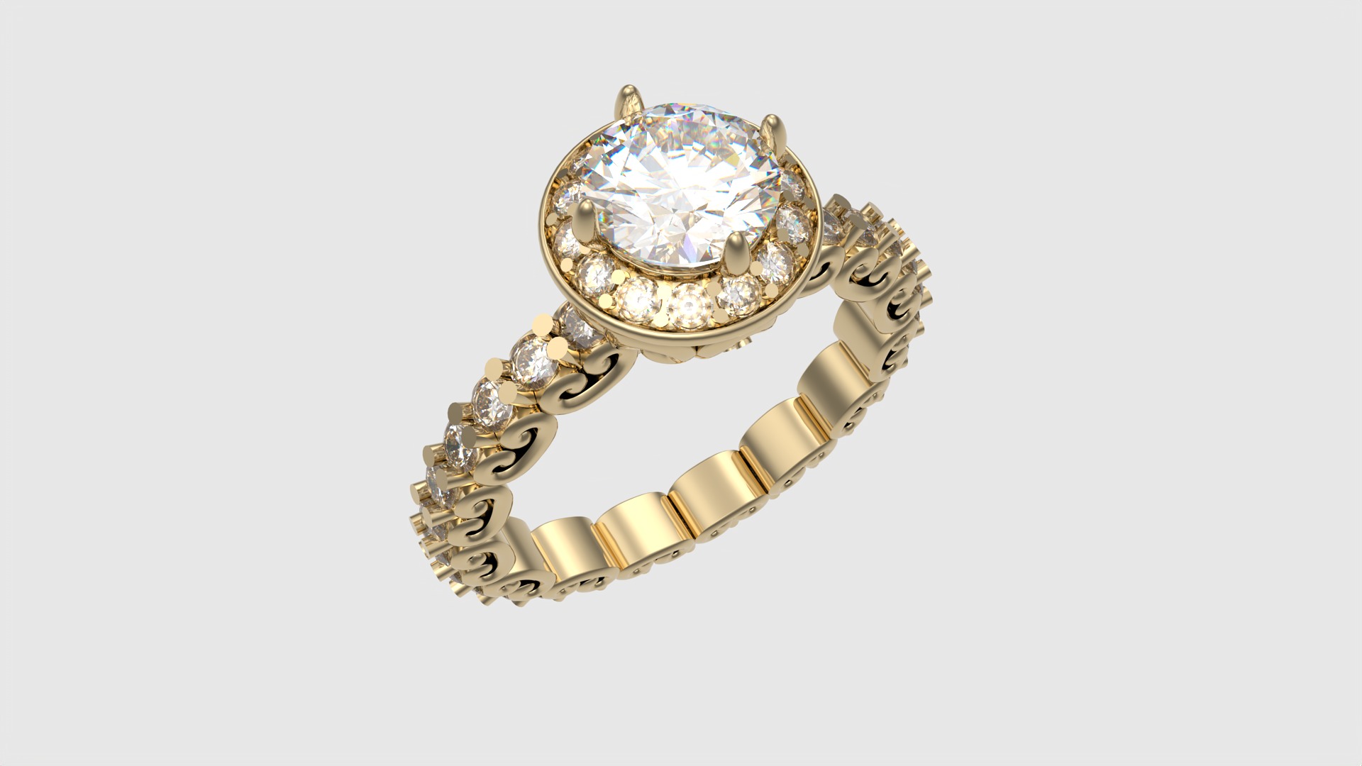 Ornate Filigree Engagement Ring JDBCo 3D print model_15