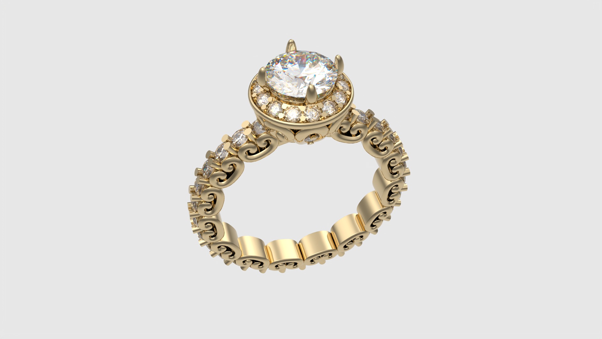 Ornate Filigree Engagement Ring JDBCo 3D print model_14