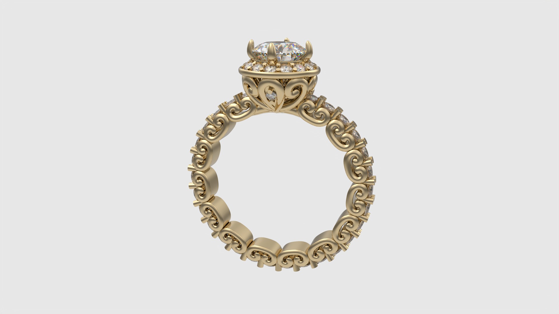 Ornate Filigree Engagement Ring JDBCo 3D print model_12