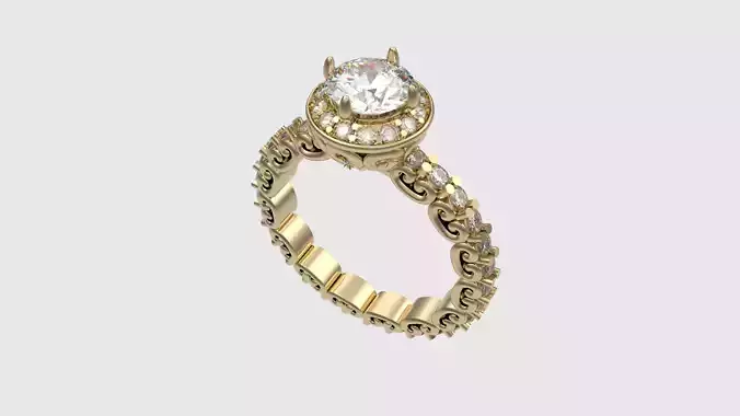 Ornate Filigree Engagement Ring JDBCo 3D print model