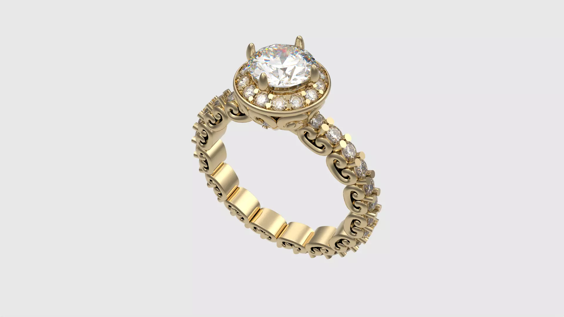 Ornate Filigree Engagement Ring JDBCo 3D print model_0