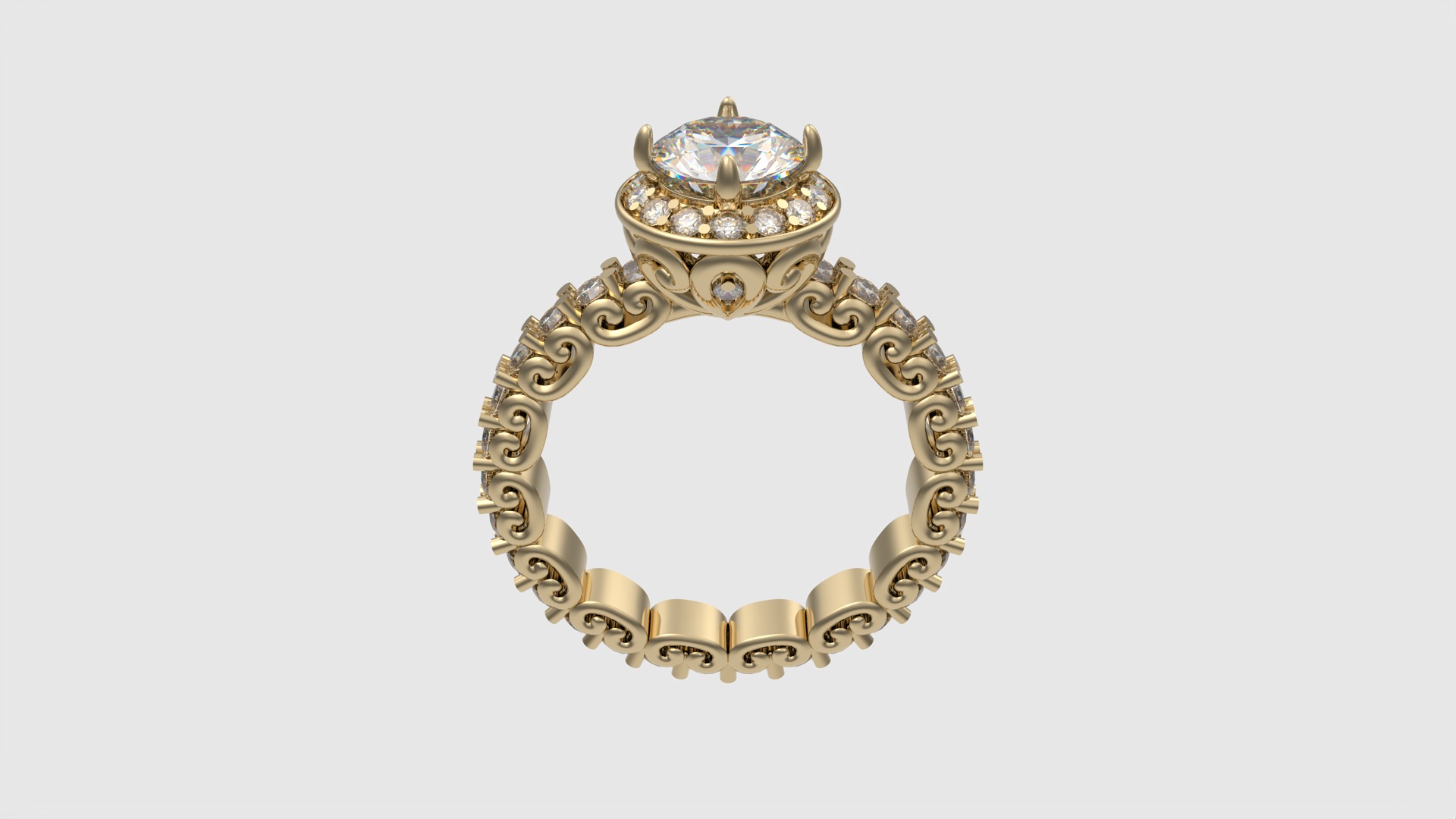 Ornate Filigree Engagement Ring JDBCo 3D print model_13