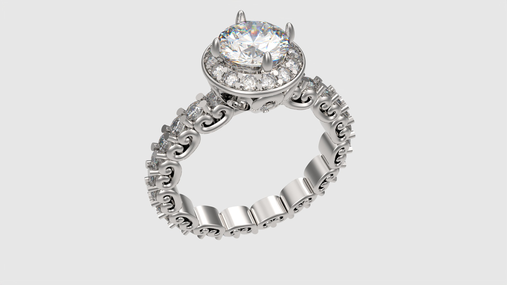 Ornate Filigree Engagement Ring JDBCo 3D print model_32