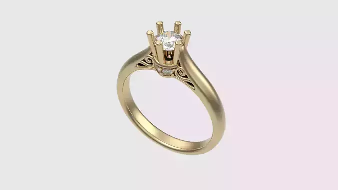 Classic Solitaire Ring with Unique Prongs JDBCo 3D print model