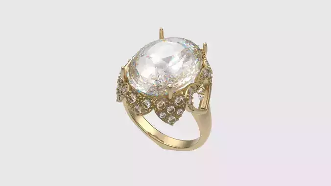 Luxury Radiant Halo Ring JDBCo 3D print model