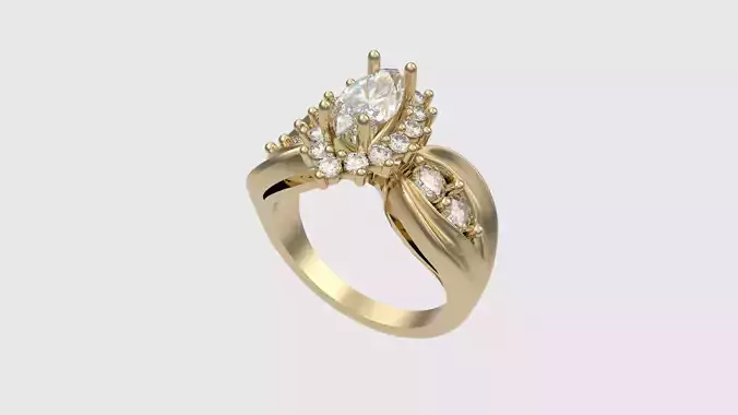 Radiant Cluster Engagement Ring JDBCo 3D print model