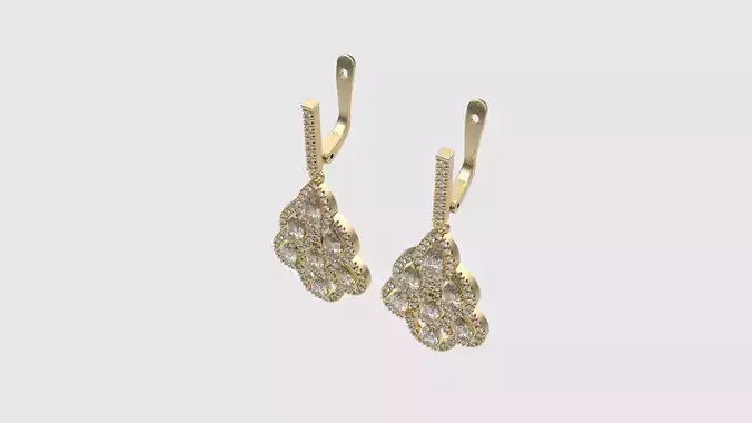 Chandelier Leaf Motif Drop Earrings JDBCo 3D print model