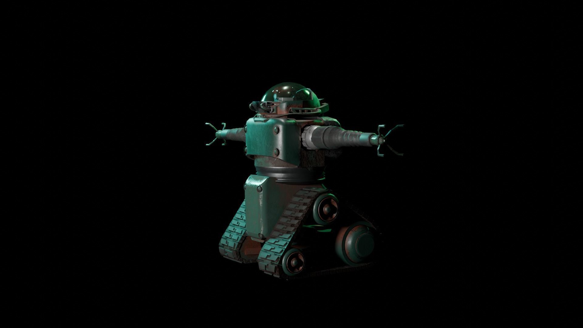 Robobrain FALLOUT 4K texture Low-poly 3D model_6