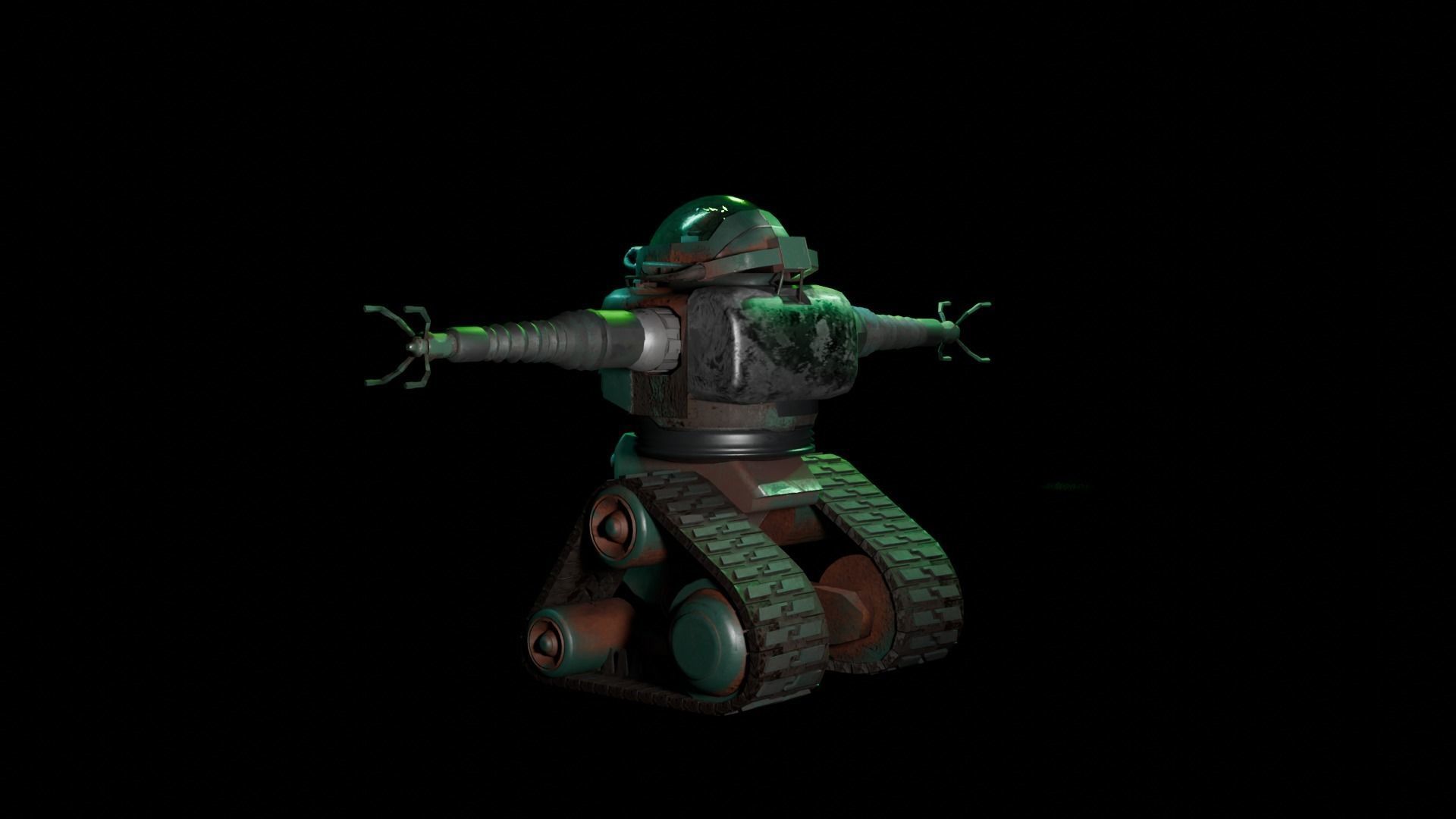 Robobrain FALLOUT 4K texture Low-poly 3D model_2