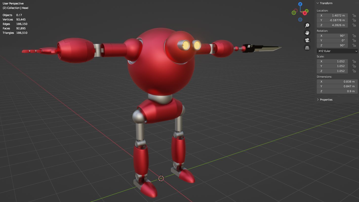 Combat game robot 3D model for game 3D model_17