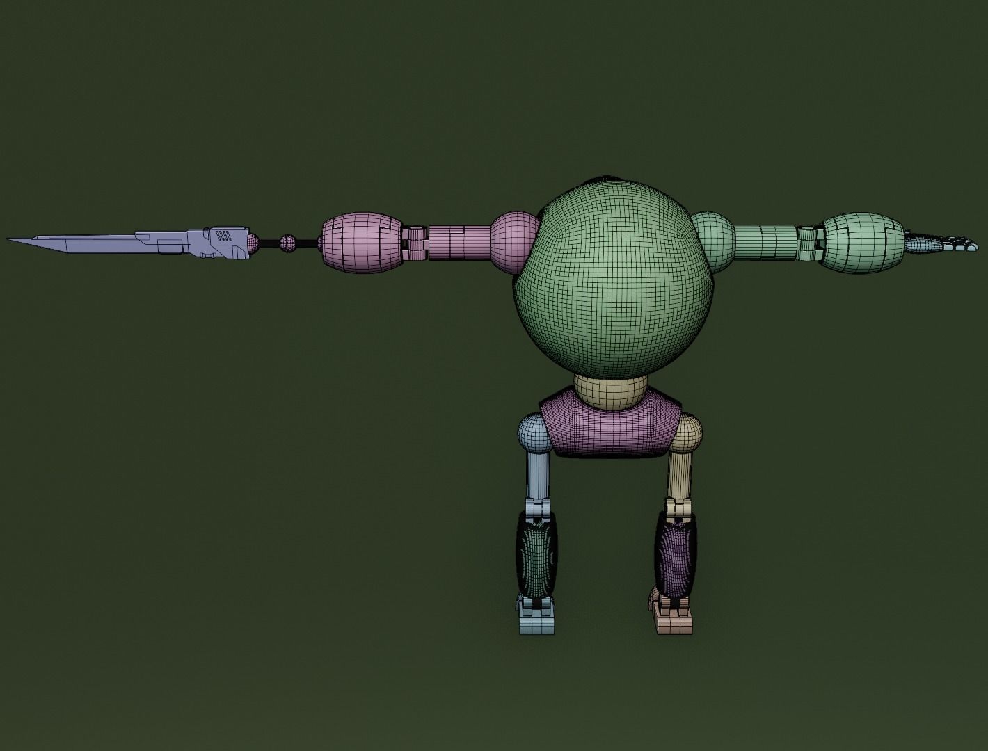 Combat game robot 3D model for game 3D model_15