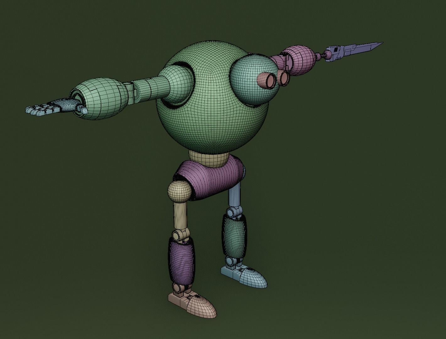 Combat game robot 3D model for game 3D model_10