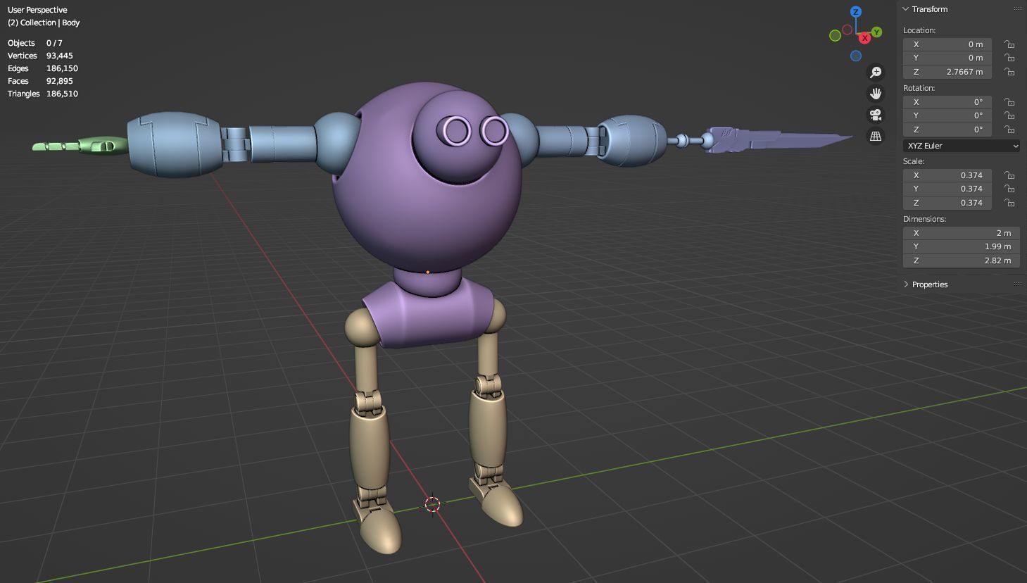 Combat game robot 3D model for game 3D model_16