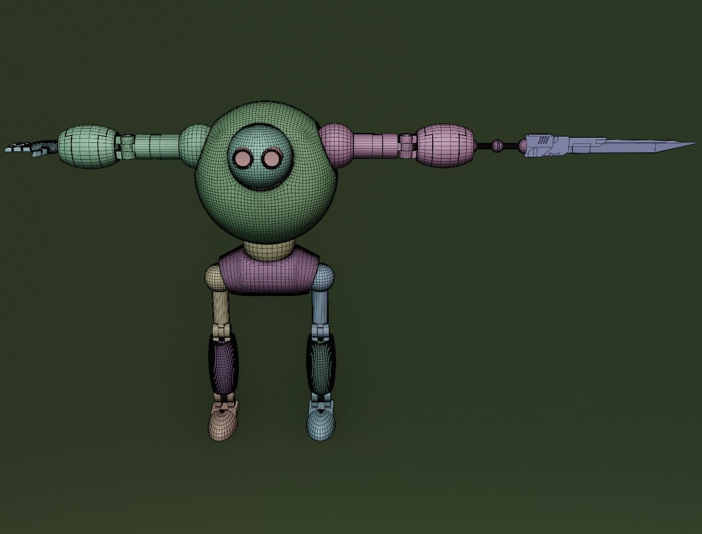 Combat game robot 3D model for game 3D model_11