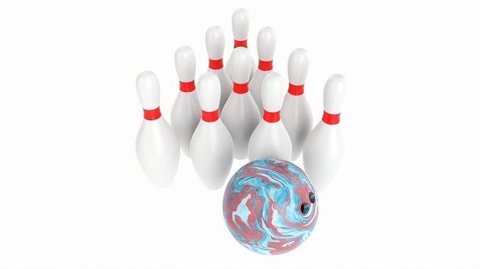 Bowling ball and pin set 3D model