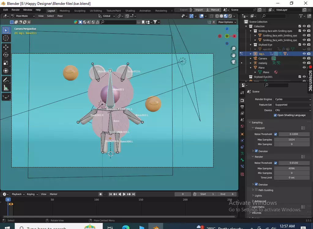 Cute Pink Bear with rig and animation  Low-poly 3D model_0