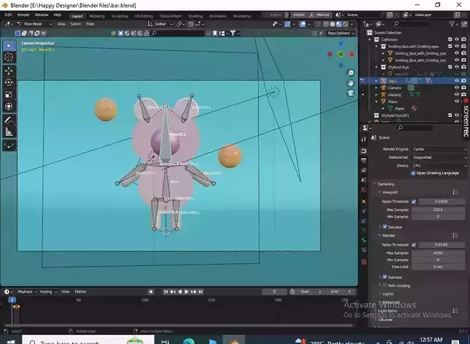 Cute Pink Bear with rig and animation  Low-poly 3D model