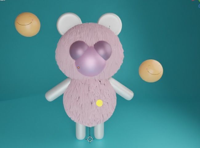 Cute Pink Bear with rig and animation  Low-poly 3D model_1