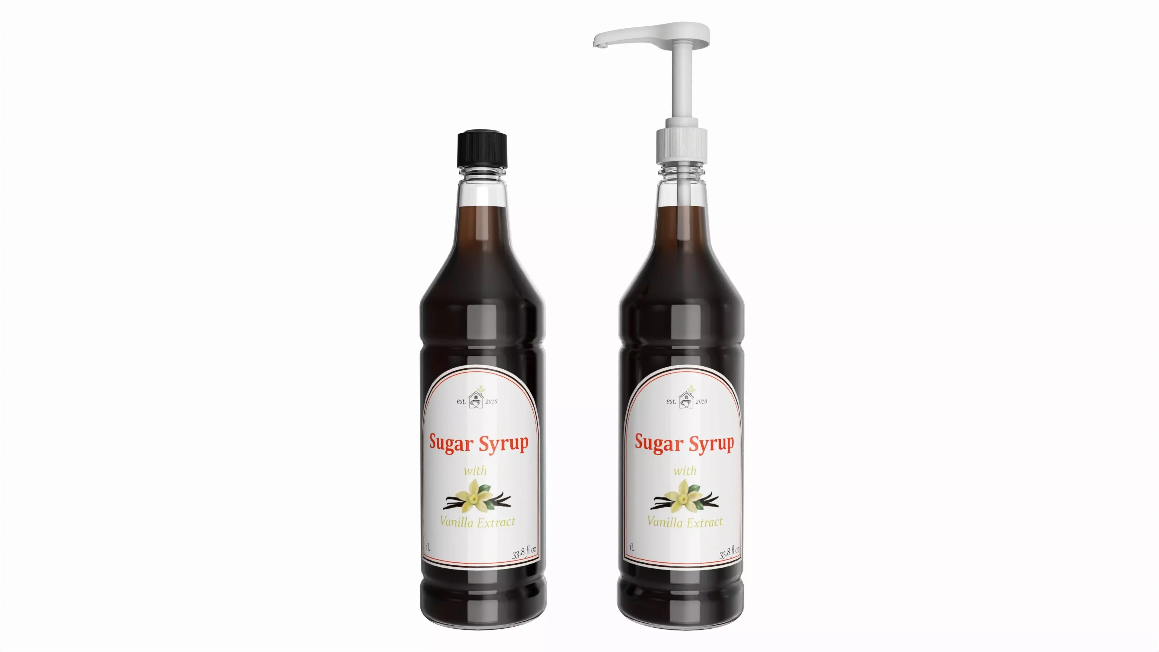 Coffee flavor syrup bottle with pump 3D model