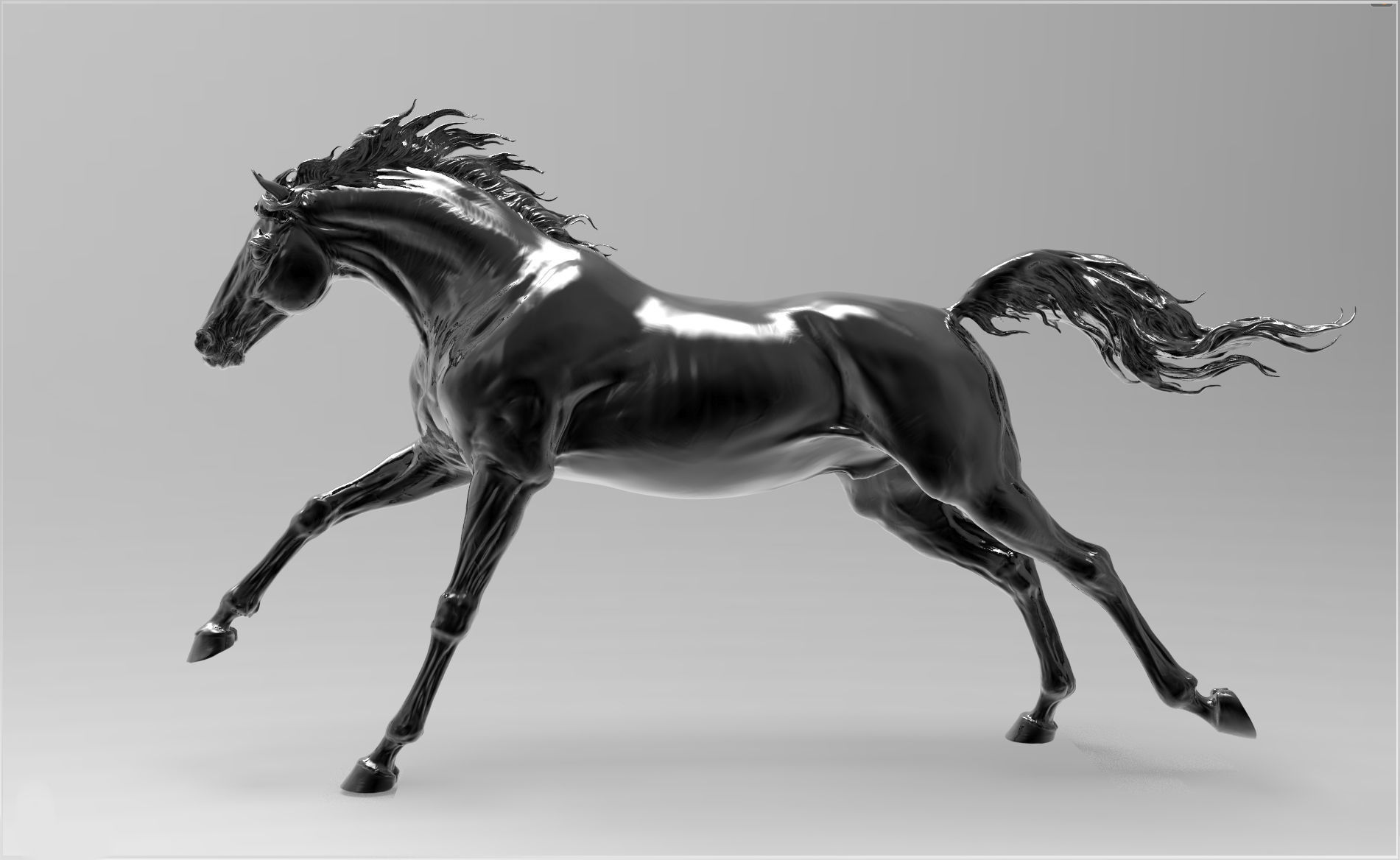 Run horse - 3D Sculpting - High Poly 3D print model 3D print model_5