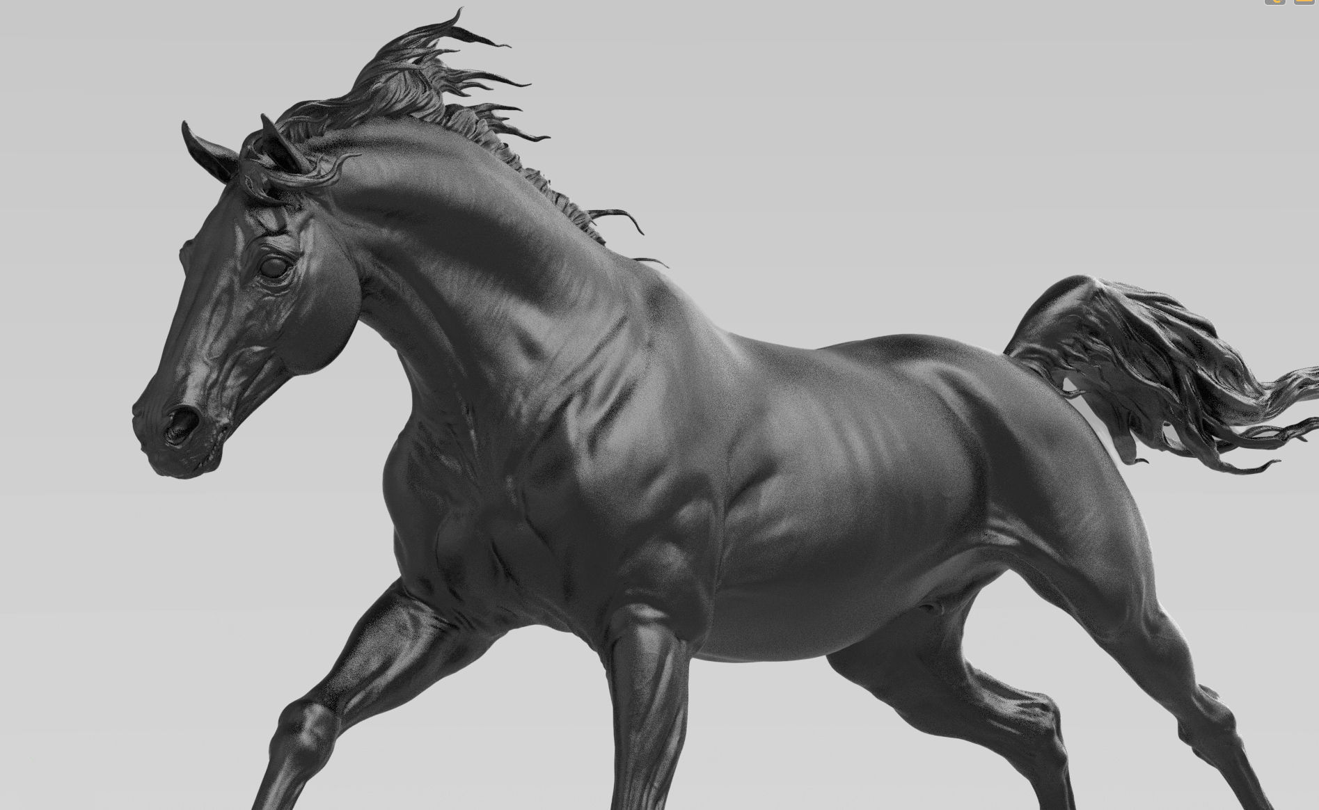 Run horse - 3D Sculpting - High Poly 3D print model 3D print model_6