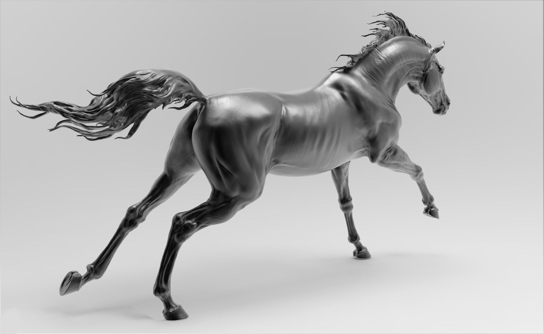 Run horse - 3D Sculpting - High Poly 3D print model 3D print model_4