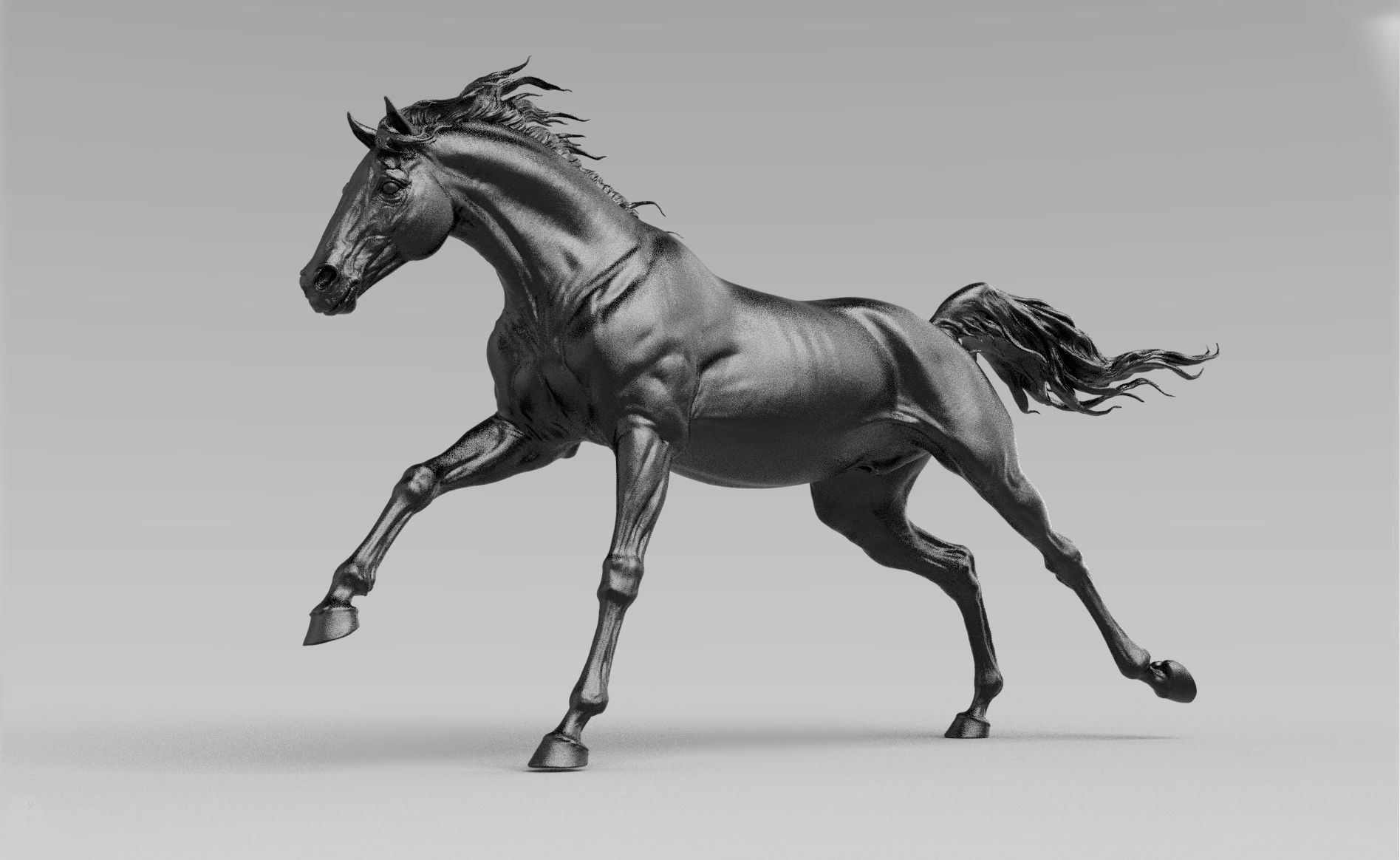 Run horse - 3D Sculpting - High Poly 3D print model 3D print model_3