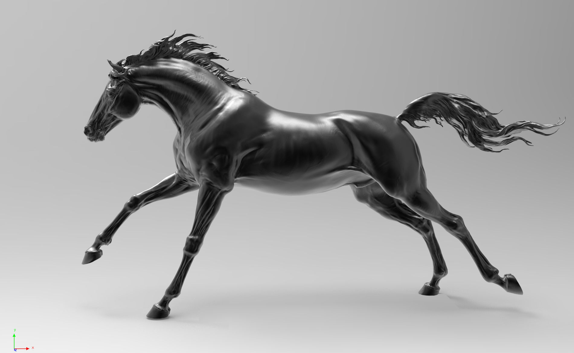 Run horse - 3D Sculpting - High Poly 3D print model 3D print model_2