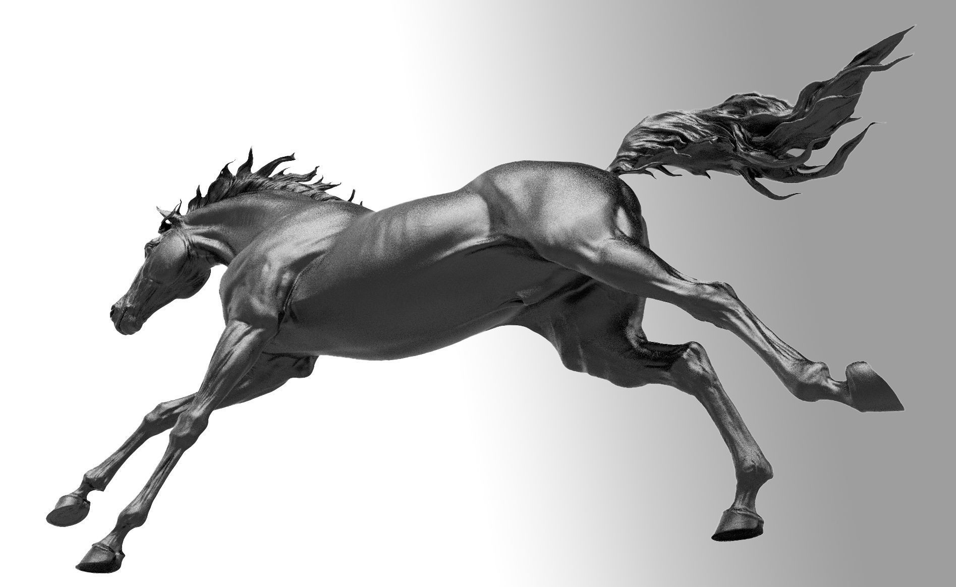 Run horse - 3D Sculpting - High Poly 3D print model 3D print model_8
