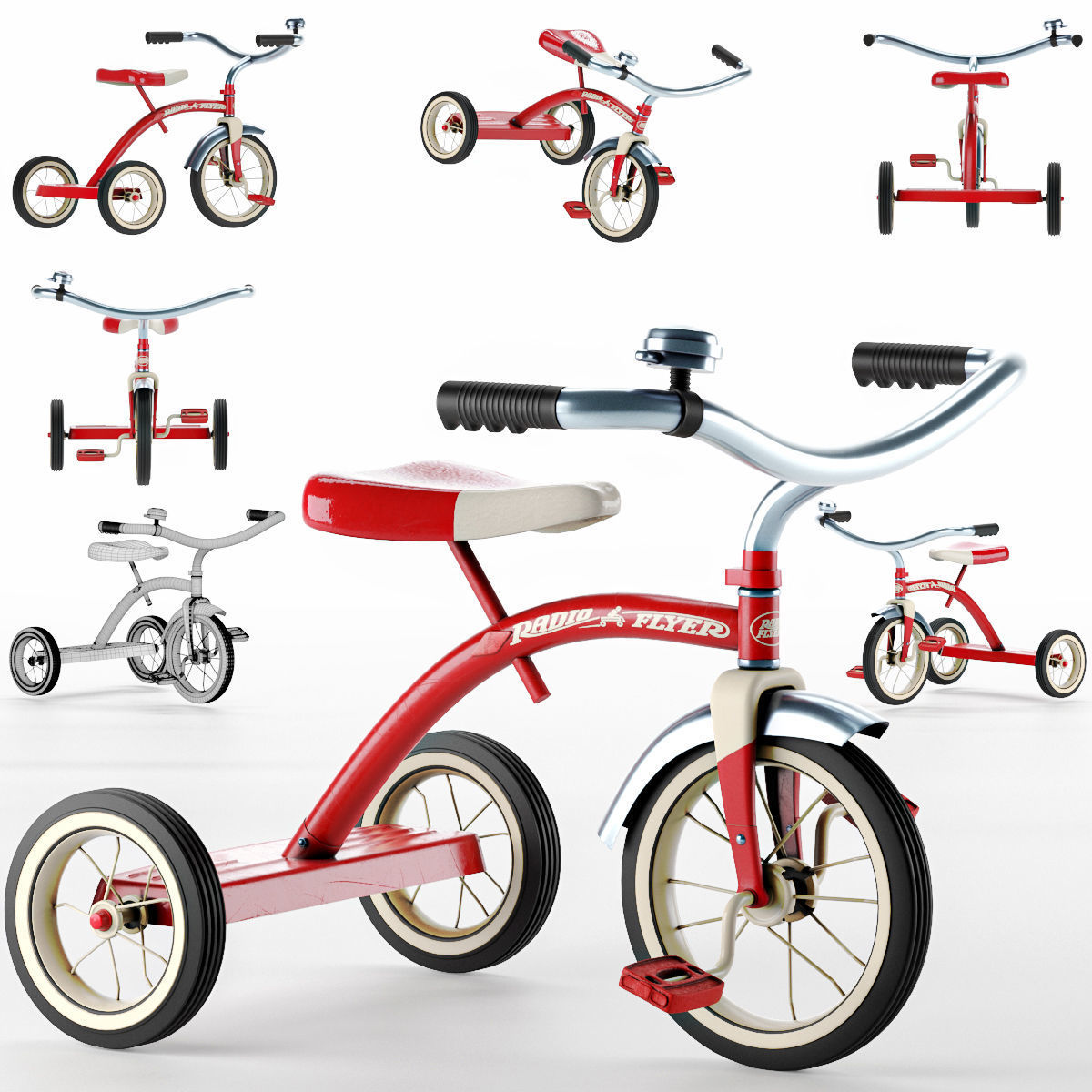 Radio Flyer Classic Red 10 tricycle 3D model_2