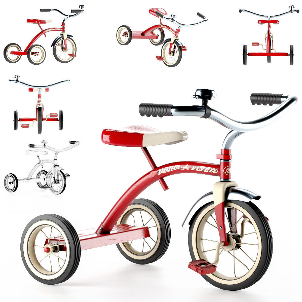 Radio Flyer Classic Red 10 tricycle 3D model_6