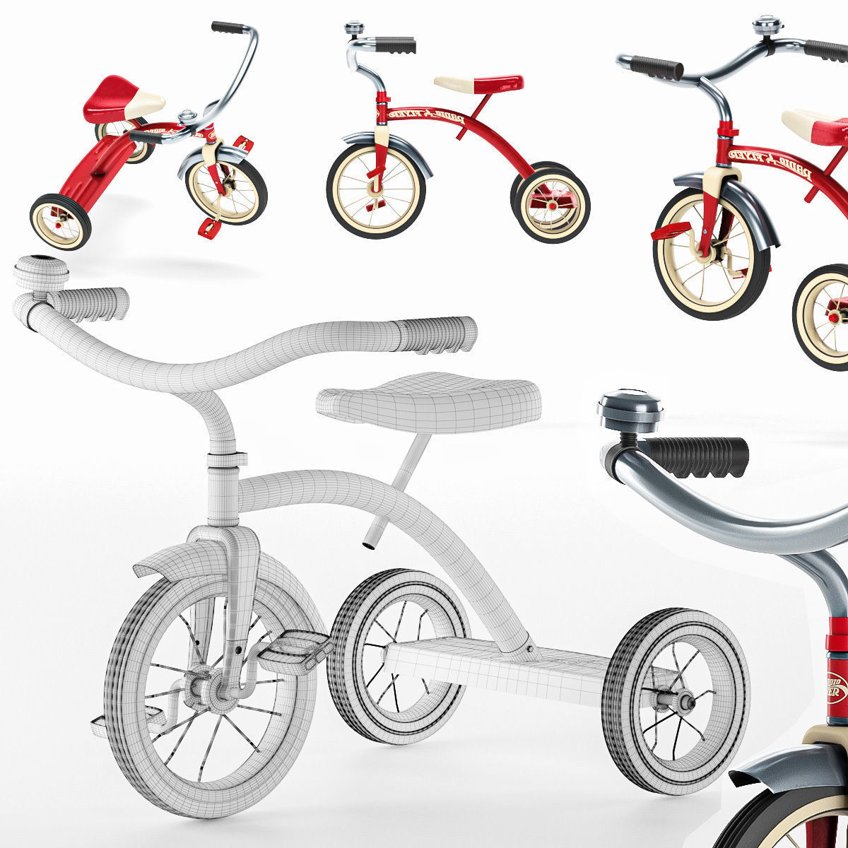 Radio Flyer Classic Red 10 tricycle 3D model_5