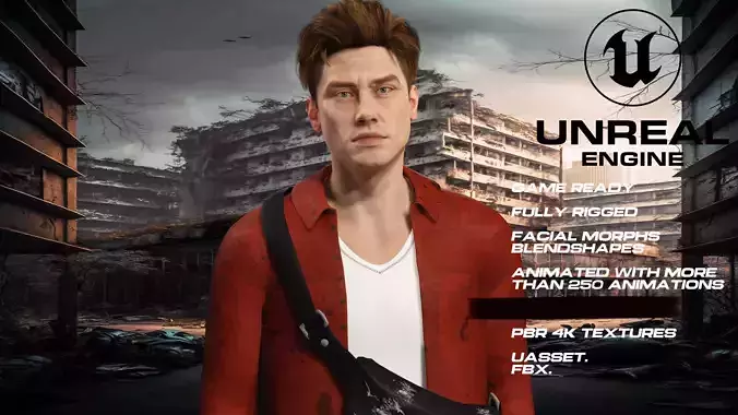 Zombie Hunter full rigged - game ready - animated Low-poly 3D model