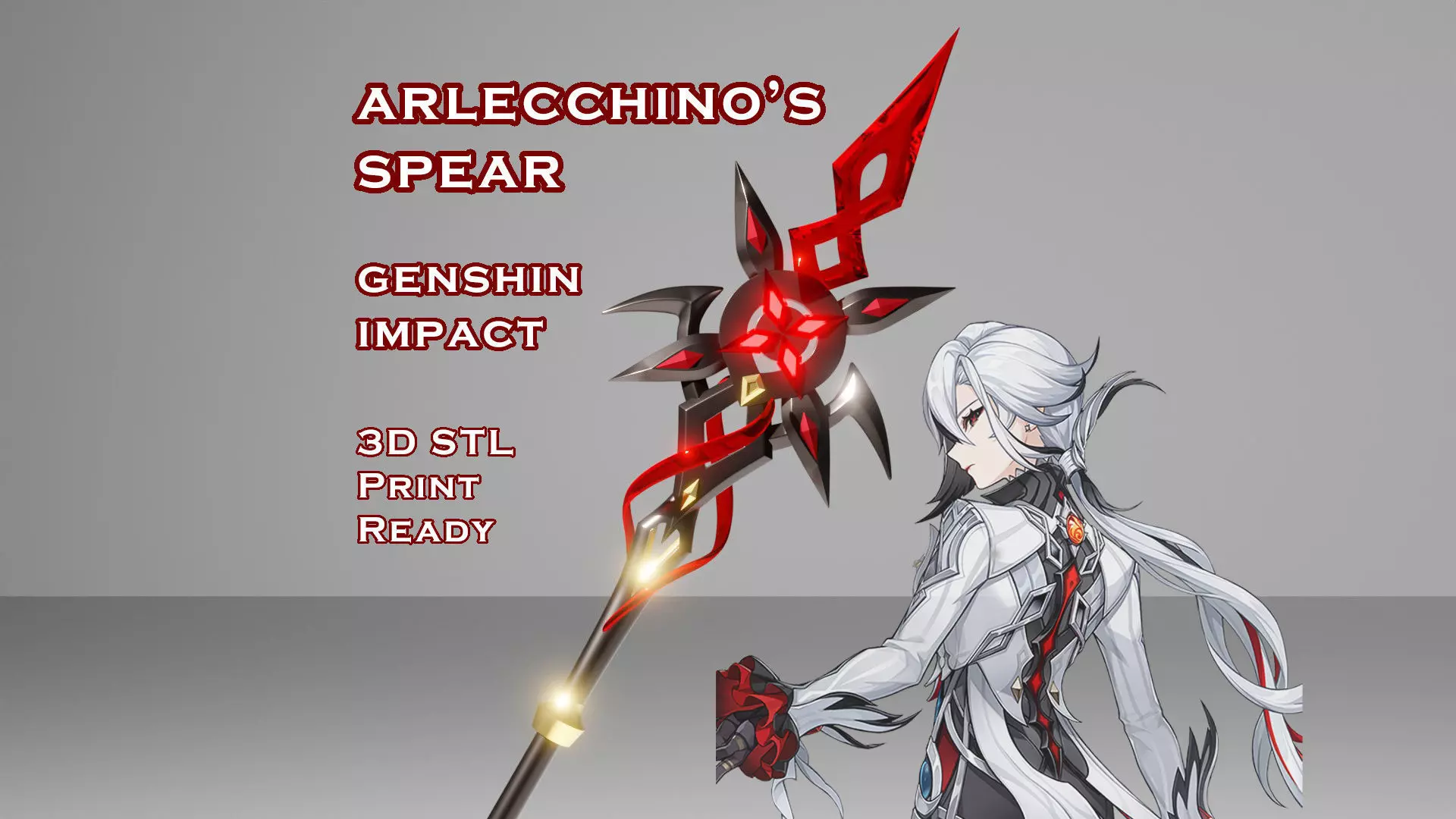 Arlecchino Spear -- Genshin Impact -- 3D Print Ready STL Files 3D print model_0