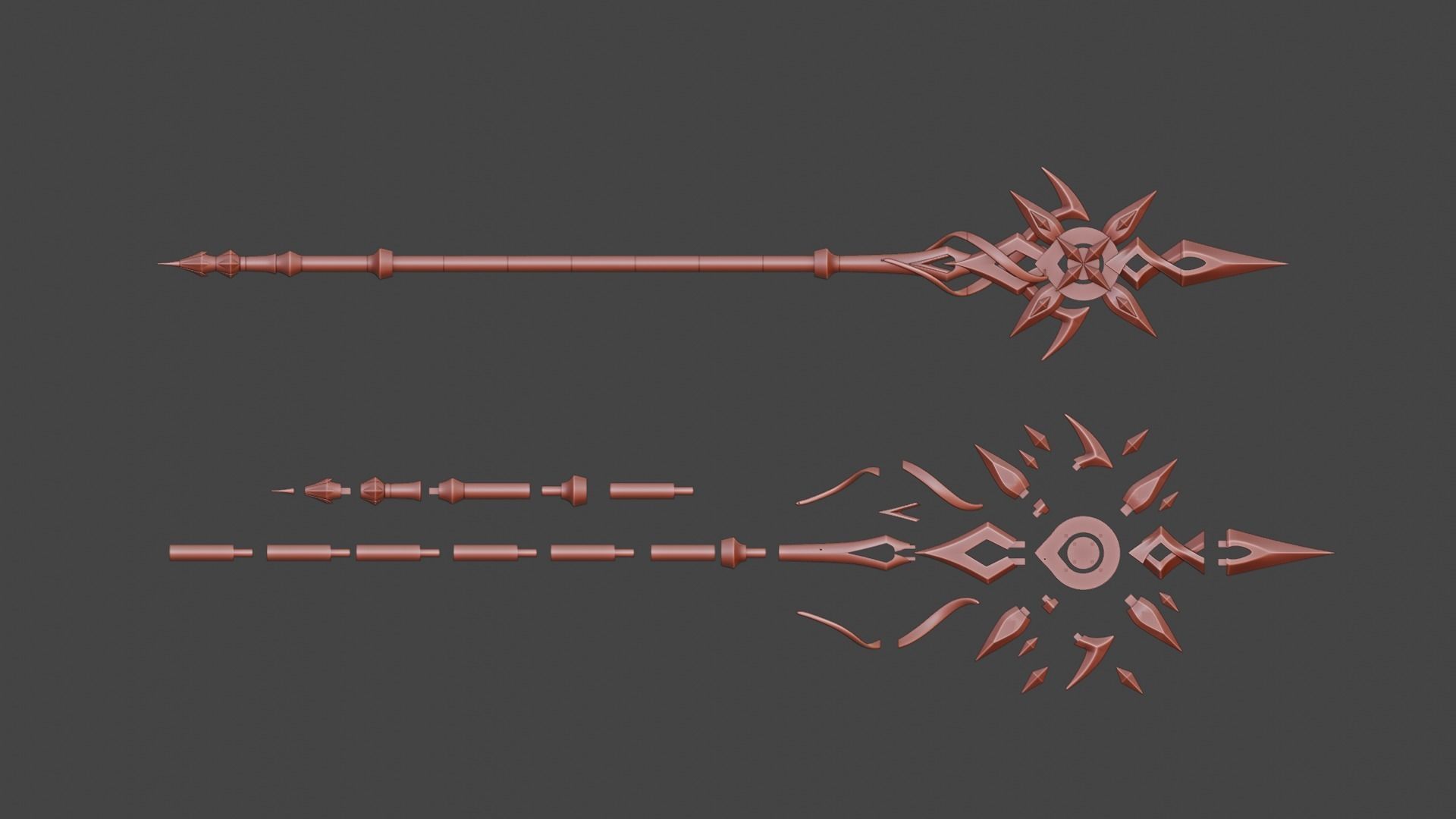 Arlecchino Spear -- Genshin Impact -- 3D Print Ready STL Files 3D print model_4