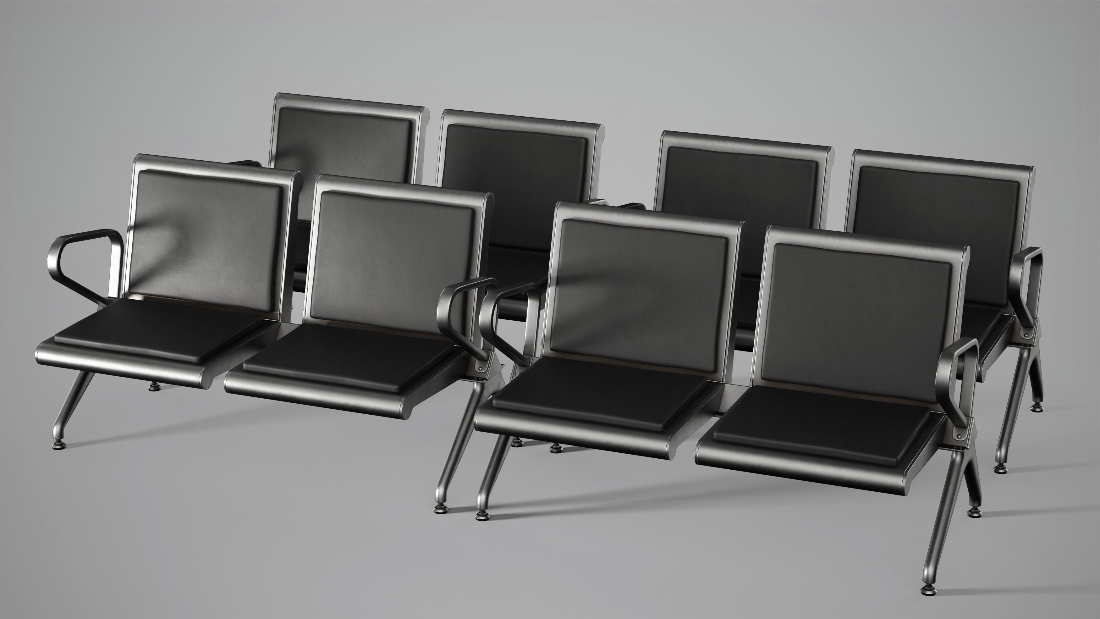 Hospital Waiting Bench  Low-poly 3D model_6