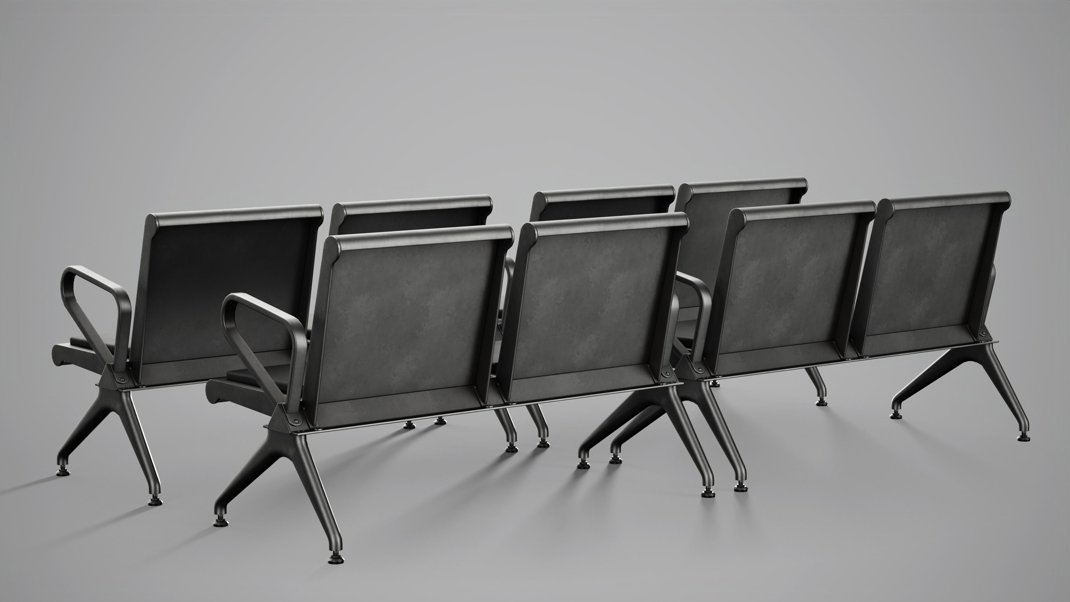 Hospital Waiting Bench  Low-poly 3D model_7
