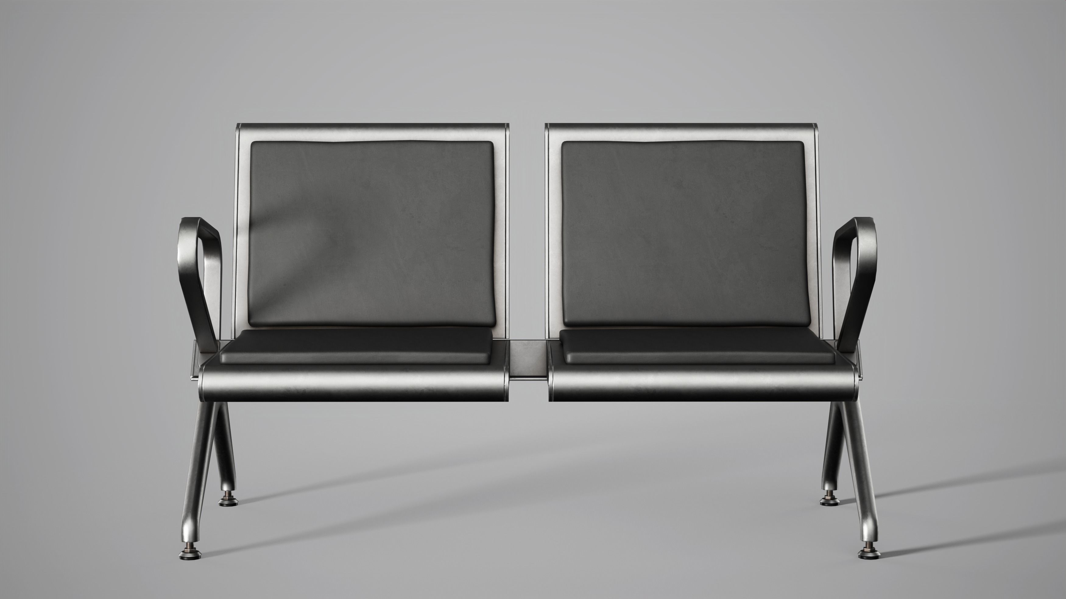 Hospital Waiting Bench  Low-poly 3D model_4