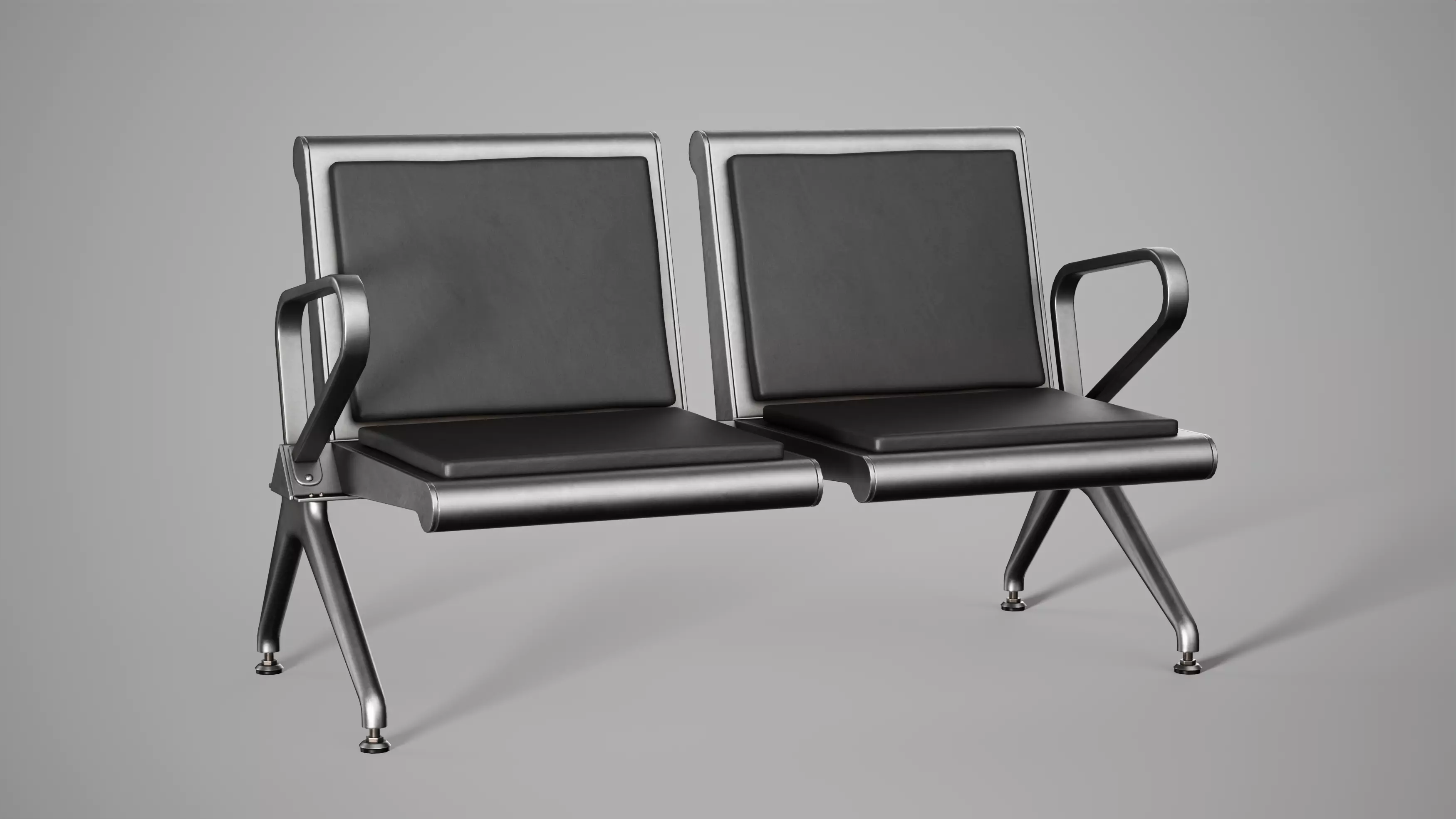 Hospital Waiting Bench  Low-poly 3D model_0