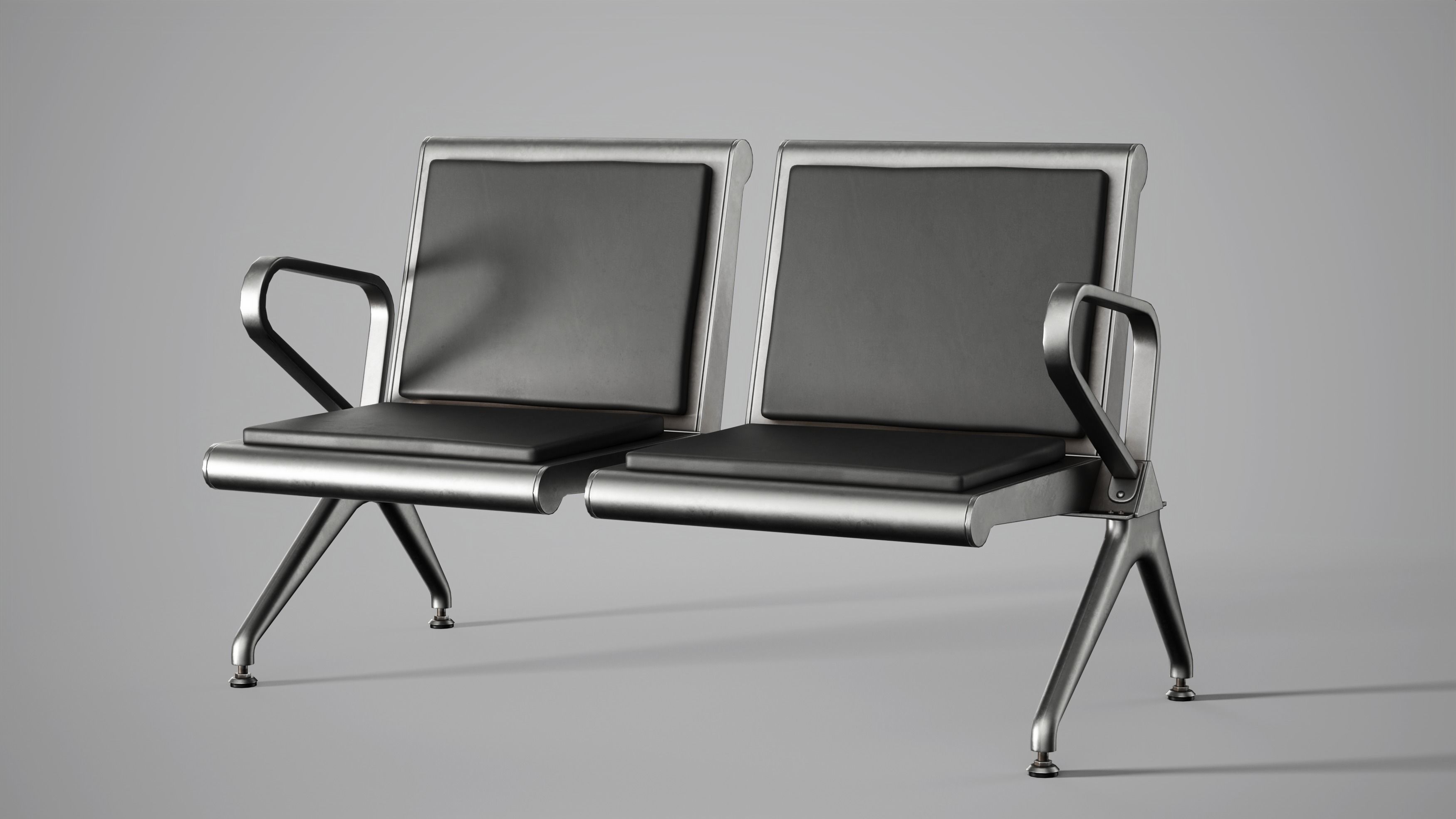 Hospital Waiting Bench  Low-poly 3D model_3